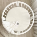 Husa saltea rotunda patut bebe copii cu elastic, 70 x 70 cm, milky (1)